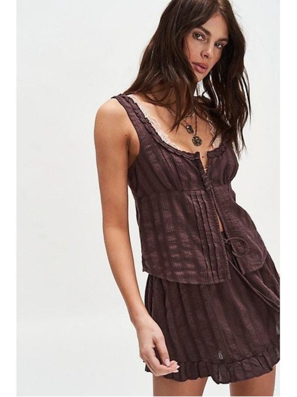 Free People Ellia Set in Brown Size XL Tank and Skort